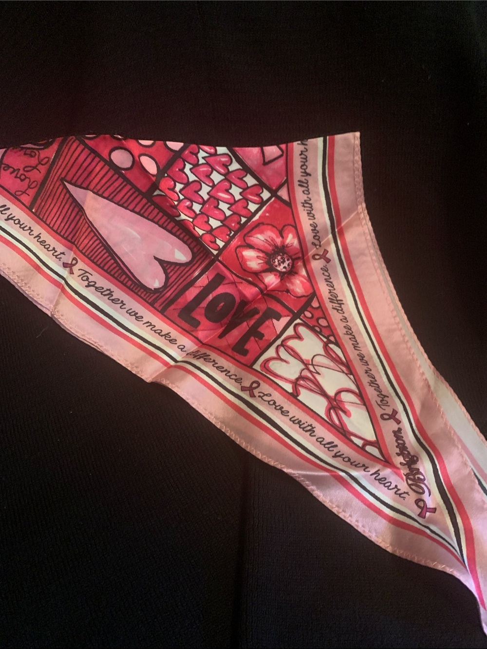 Brighton Pink & Red Heart Print Power of Pink breast cancer scarf
